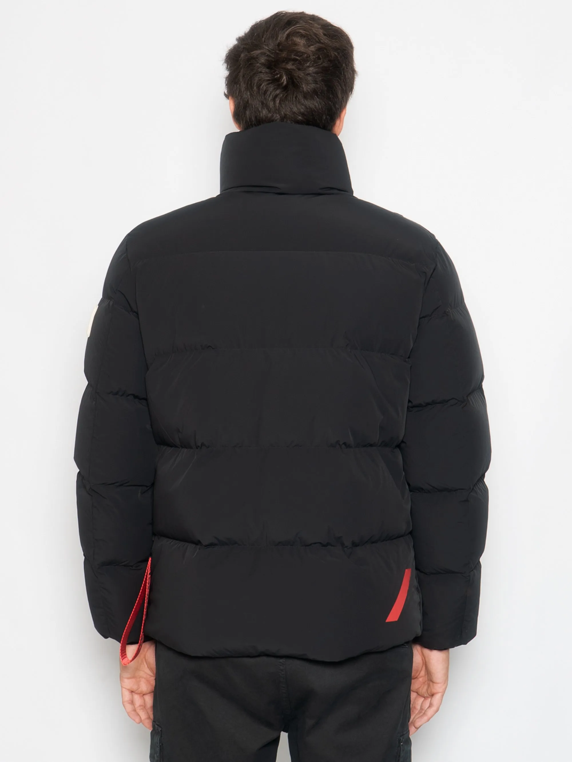 Piumino Corto con Collo Alto in Nylon Opaco Nero