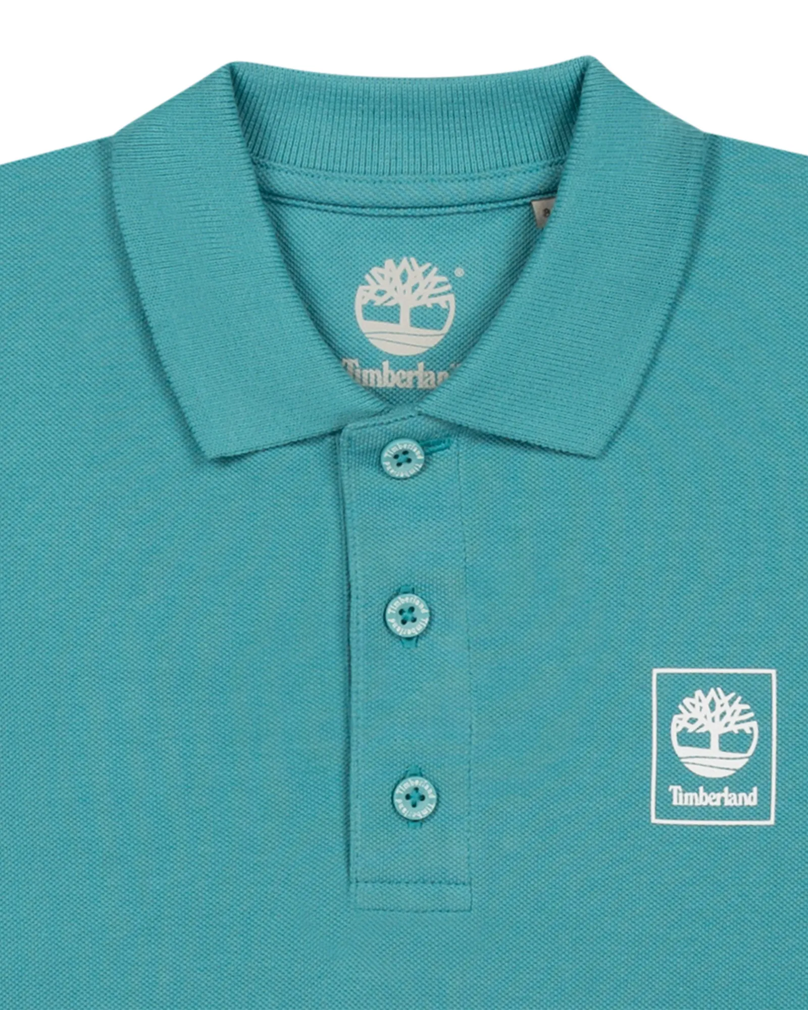 Polo verde acqua mezza manica in piquè di cotone con logo piccolo stampato 14-16 anni