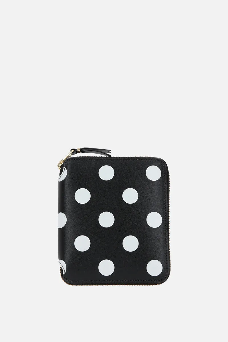  portafogli zip-around in pelle liscia stampa pois  