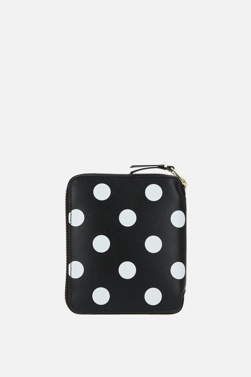  portafogli zip-around in pelle liscia stampa pois  