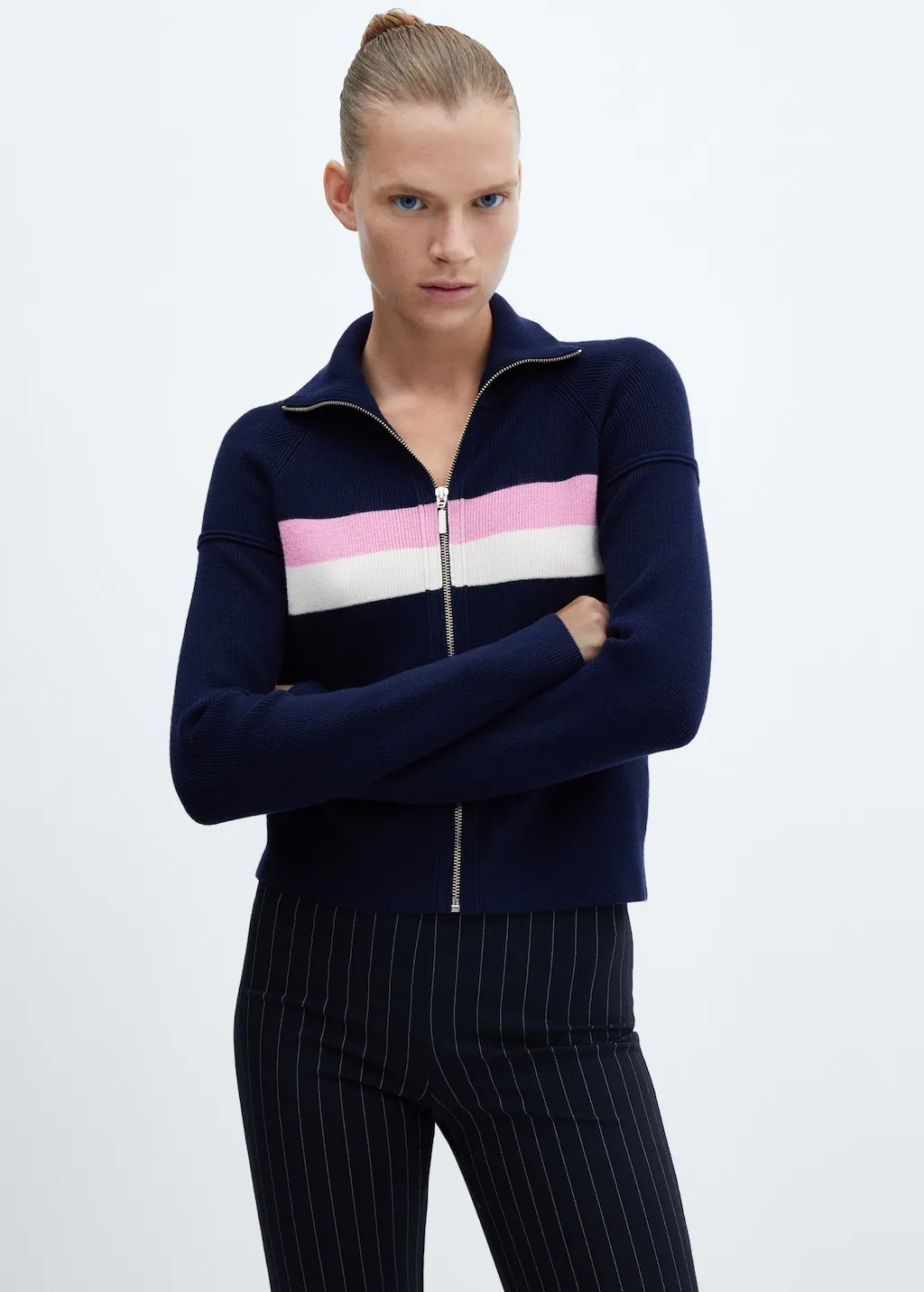 Pullover collo alto zip