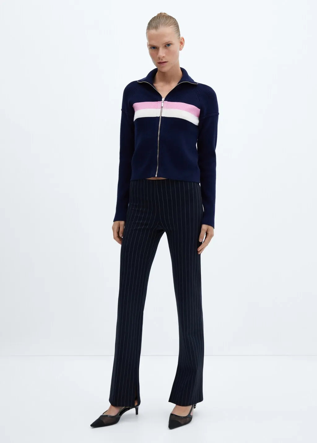 Pullover collo alto zip
