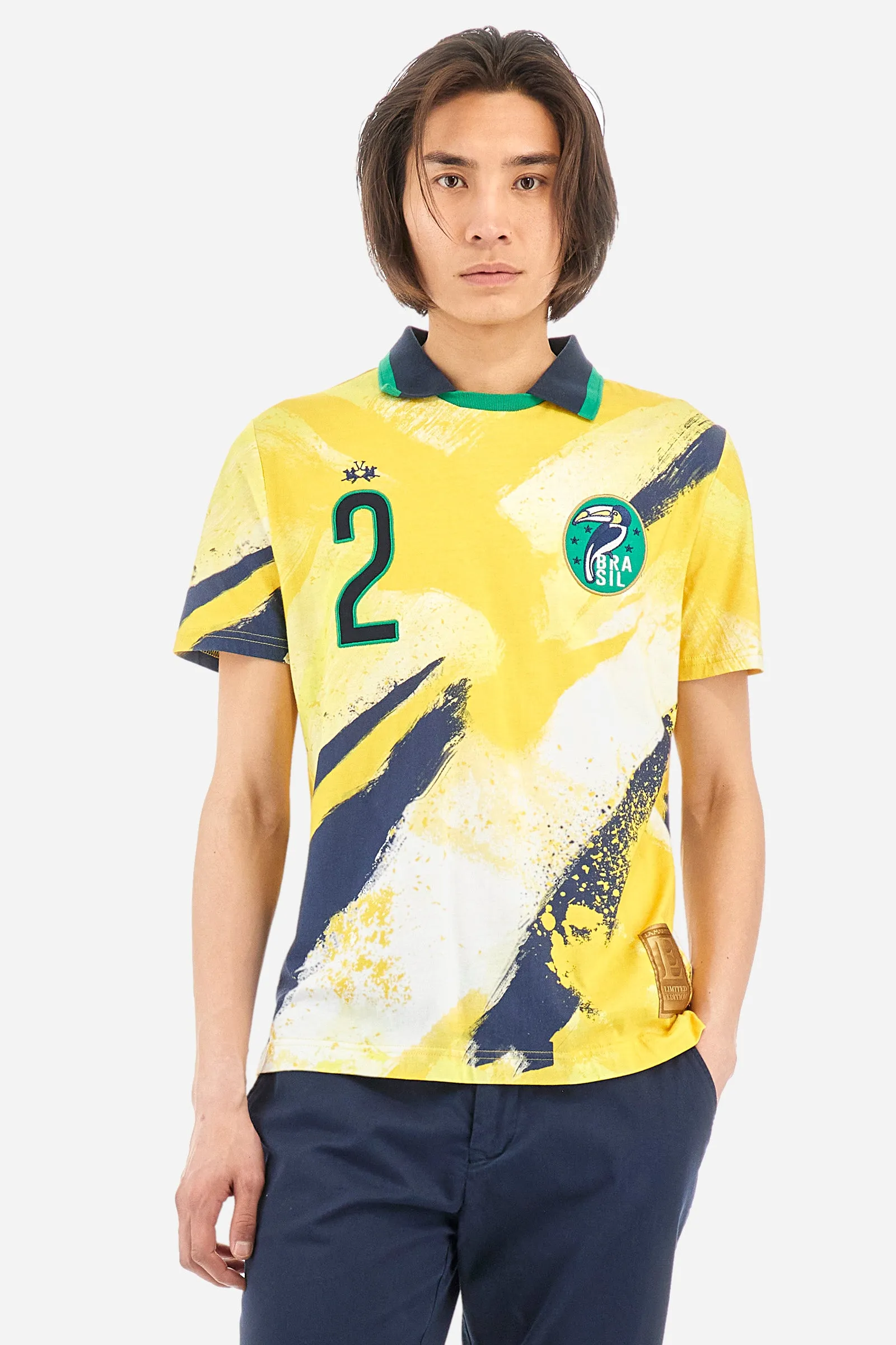 Regular-fit polo shirt in elasticated cotton - Yoshio