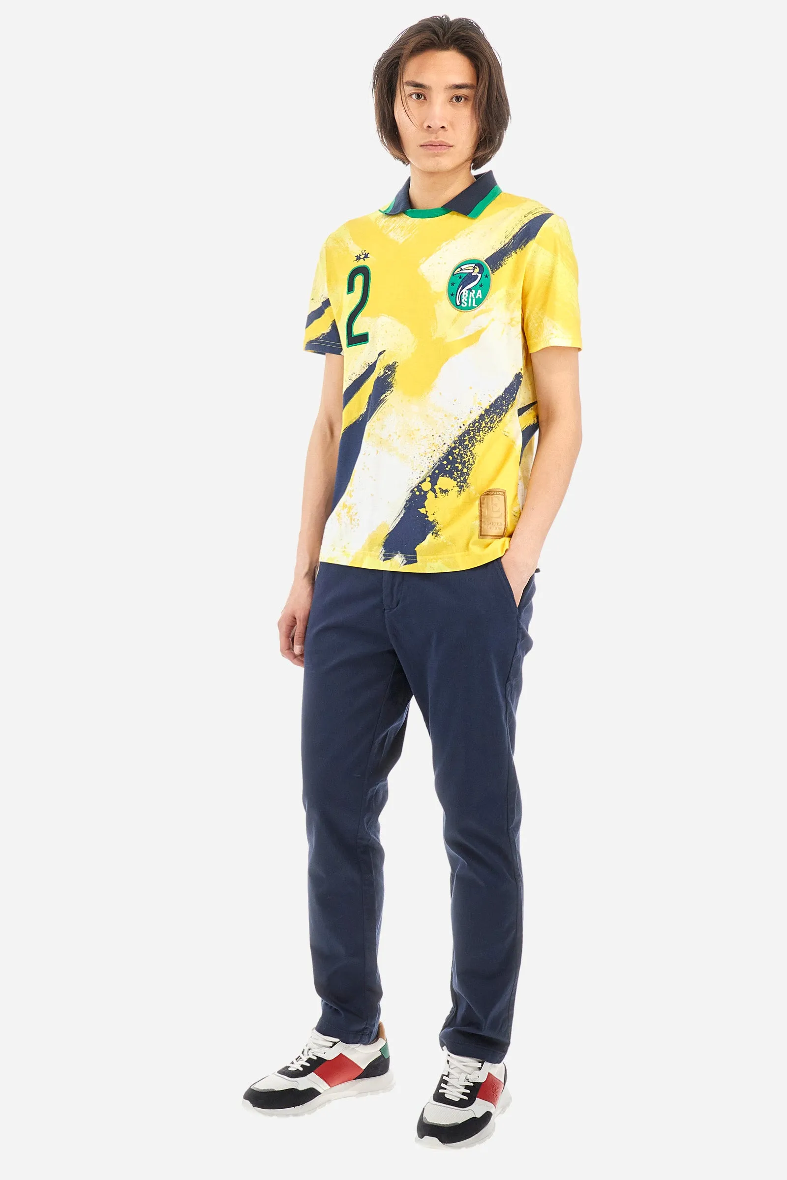 Regular-fit polo shirt in elasticated cotton - Yoshio