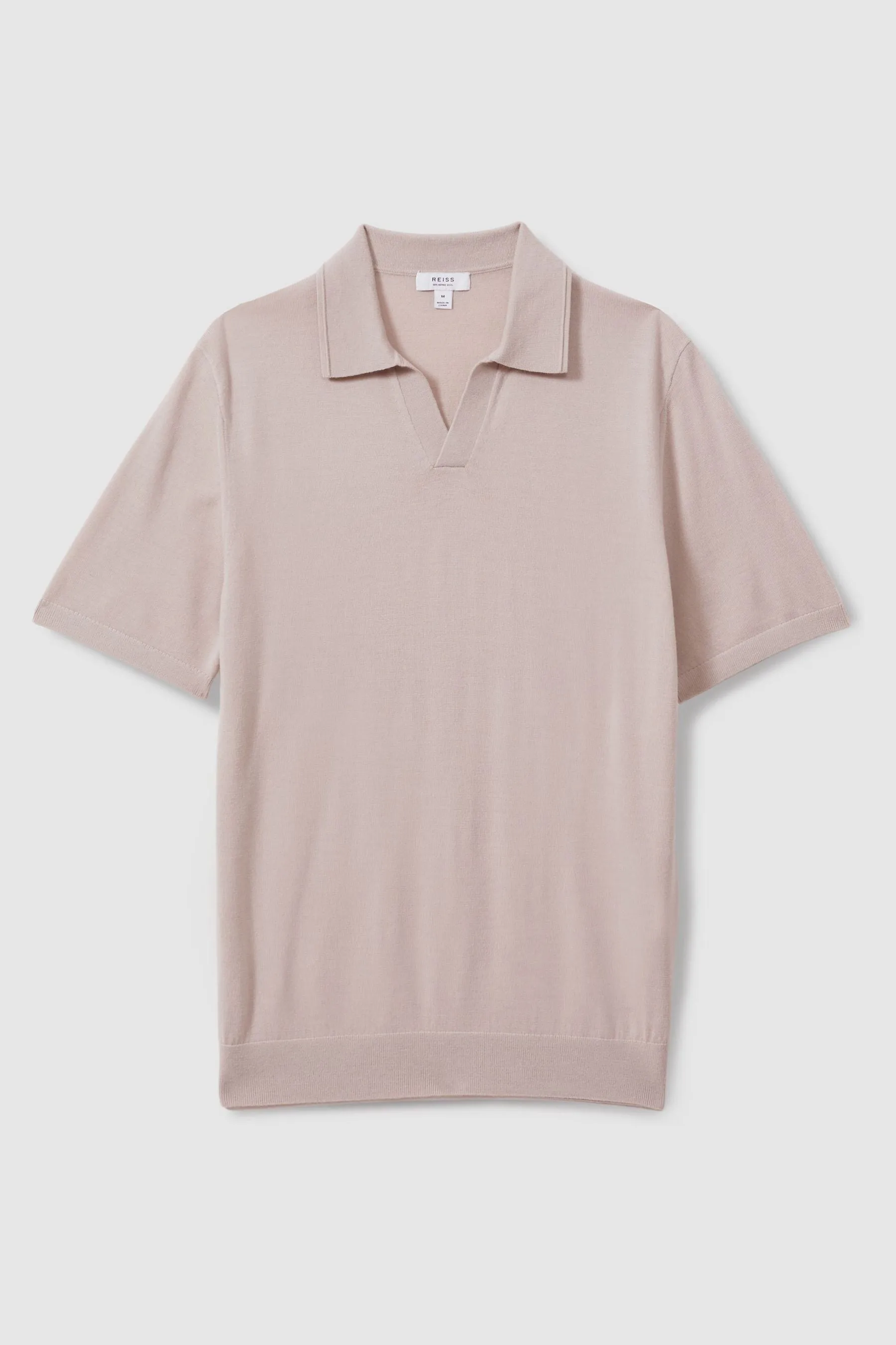 Reiss Duchie Merino Lana Collo Aperto Polo Shirt    