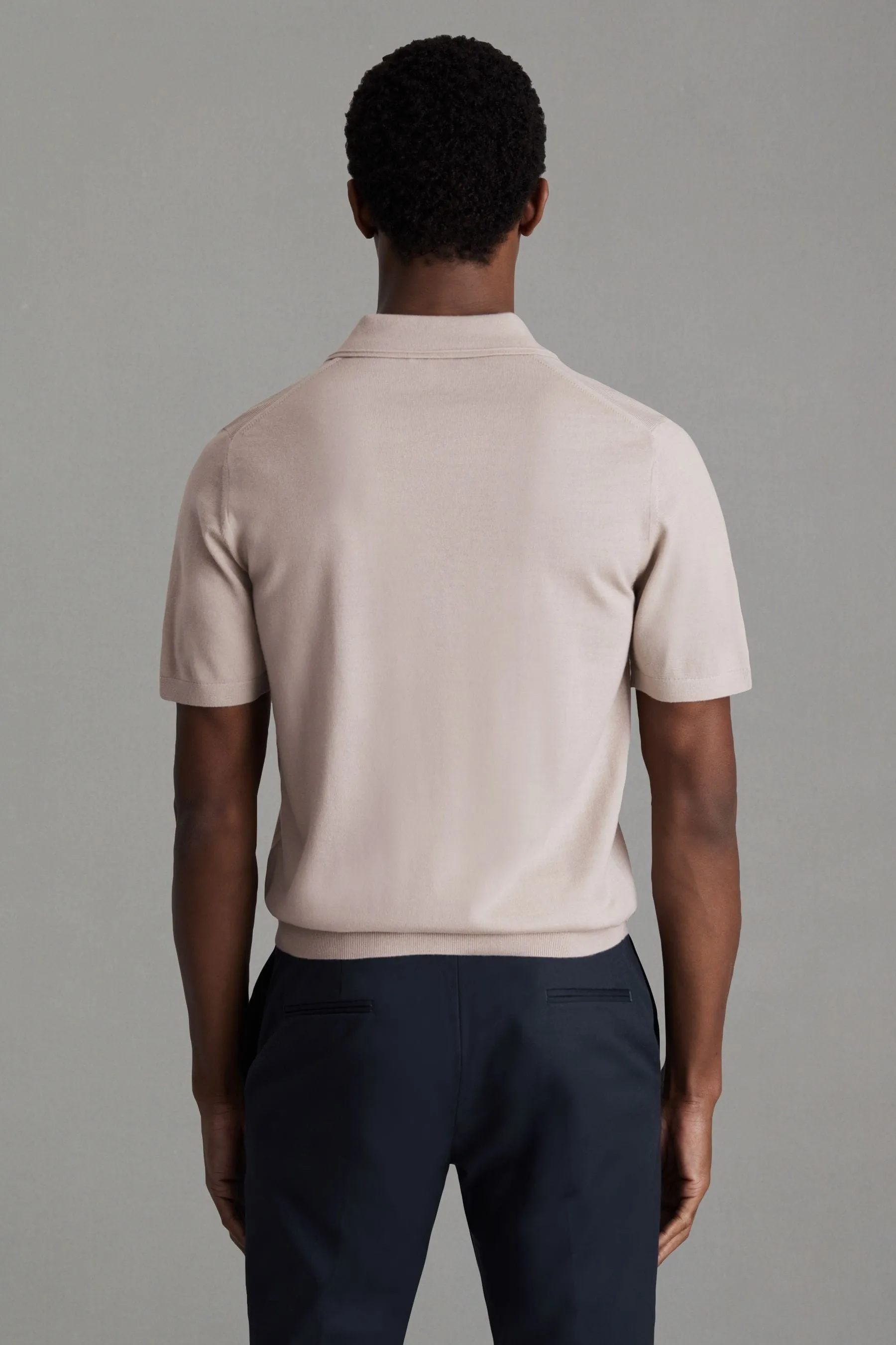 Reiss Duchie Merino Lana Collo Aperto Polo Shirt    