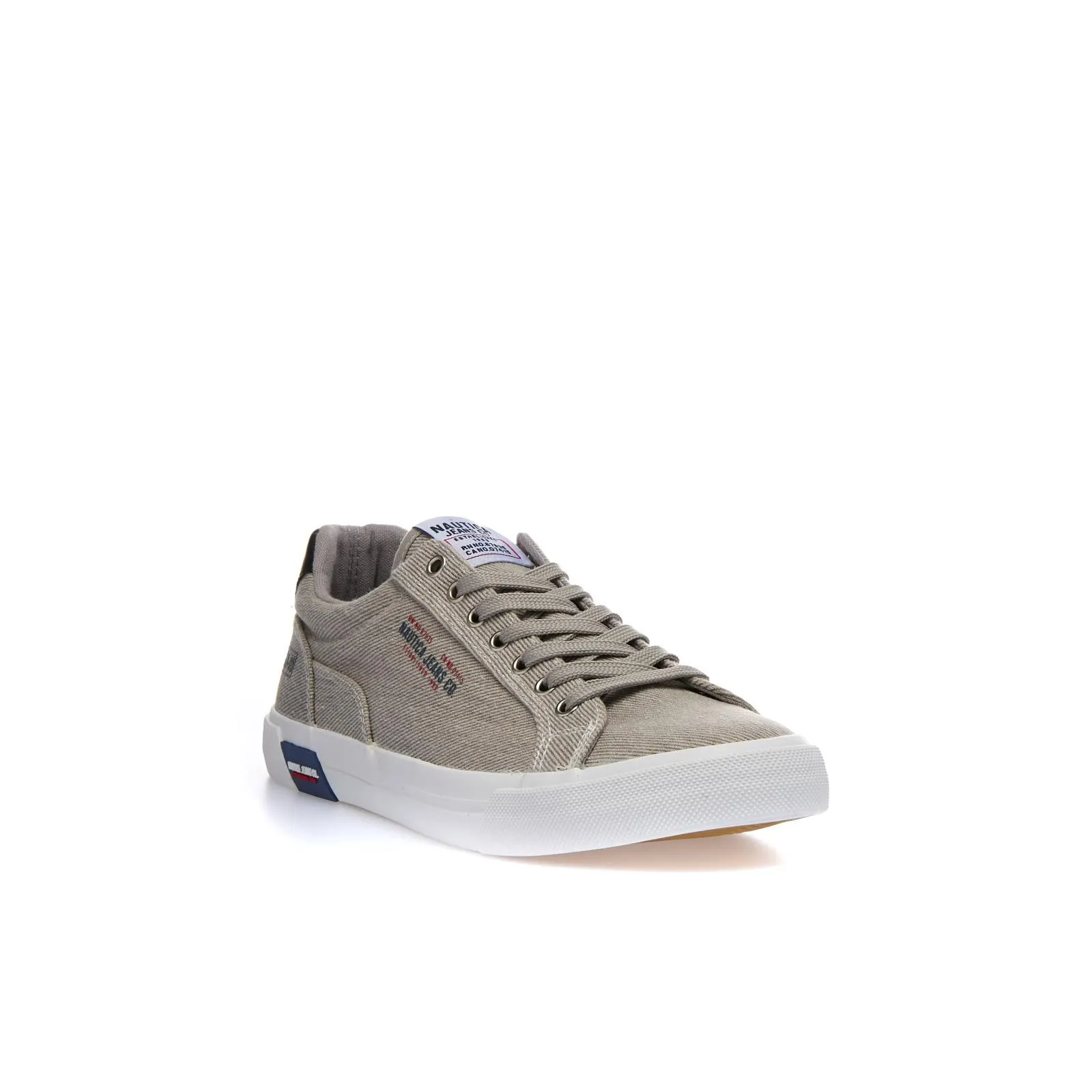 Sneakers beige in tessuto con logo