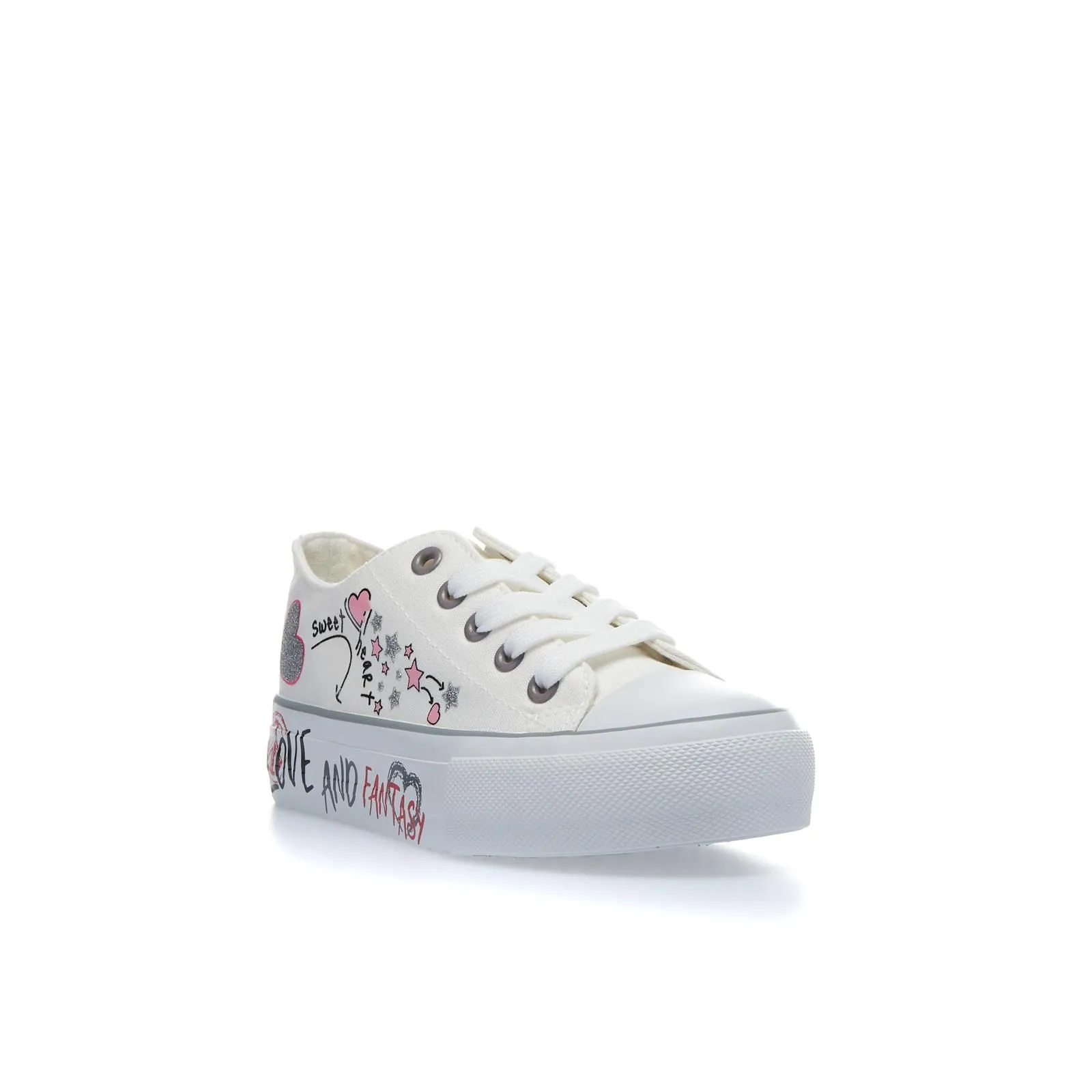 Sneakers bianche in tessuto con disegni