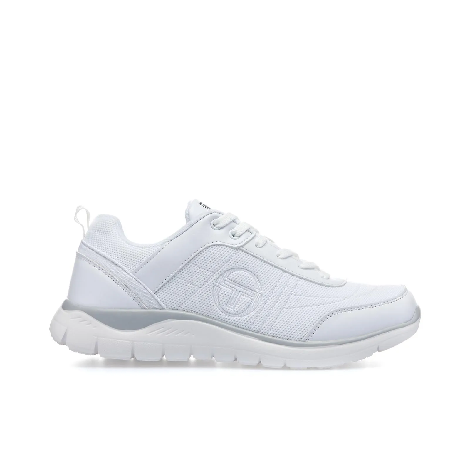 Sneakers uomo da palestra bianche con logo in tessuto