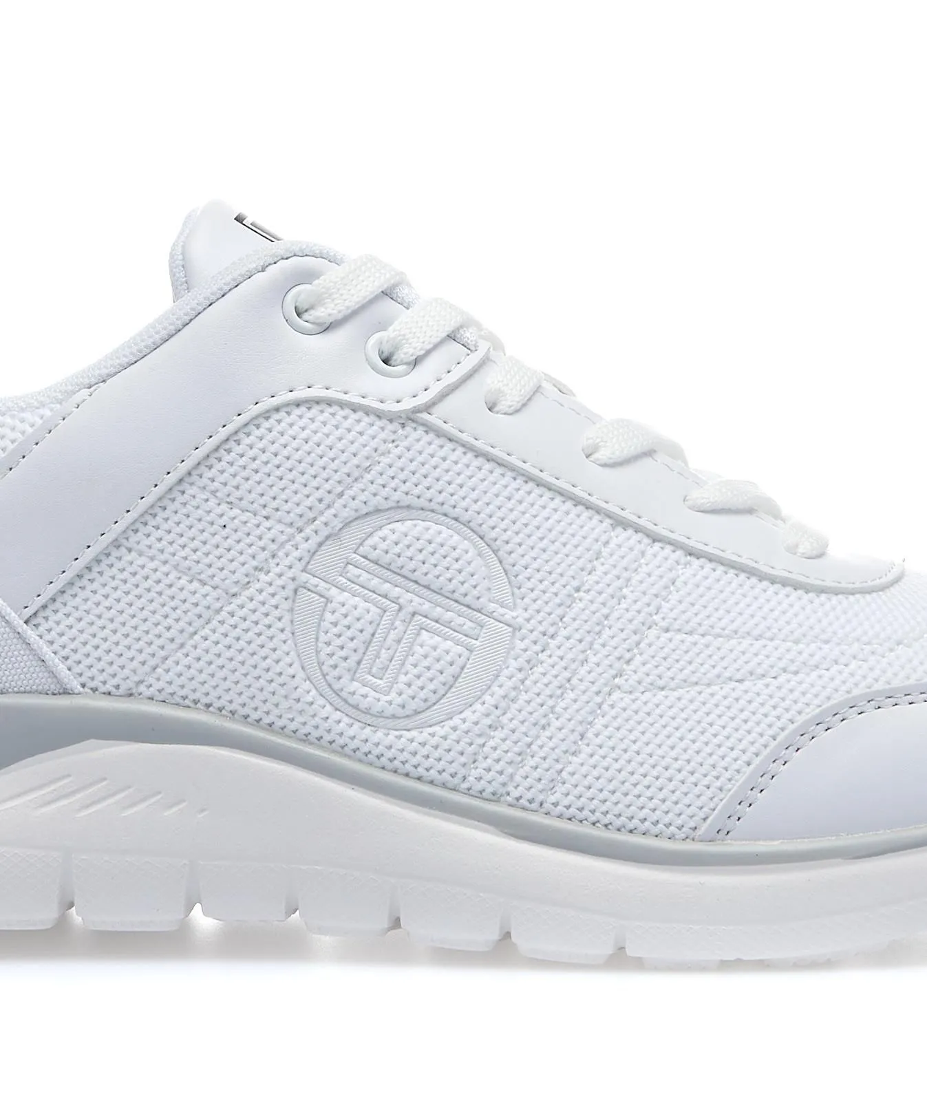 Sneakers uomo da palestra bianche con logo in tessuto