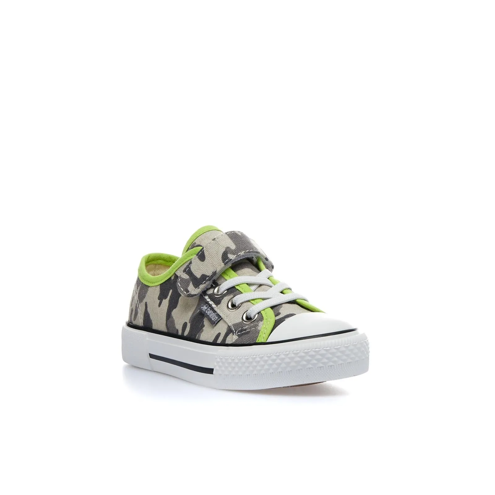 Sneakers verdi in tessuto con velcro e lacci
