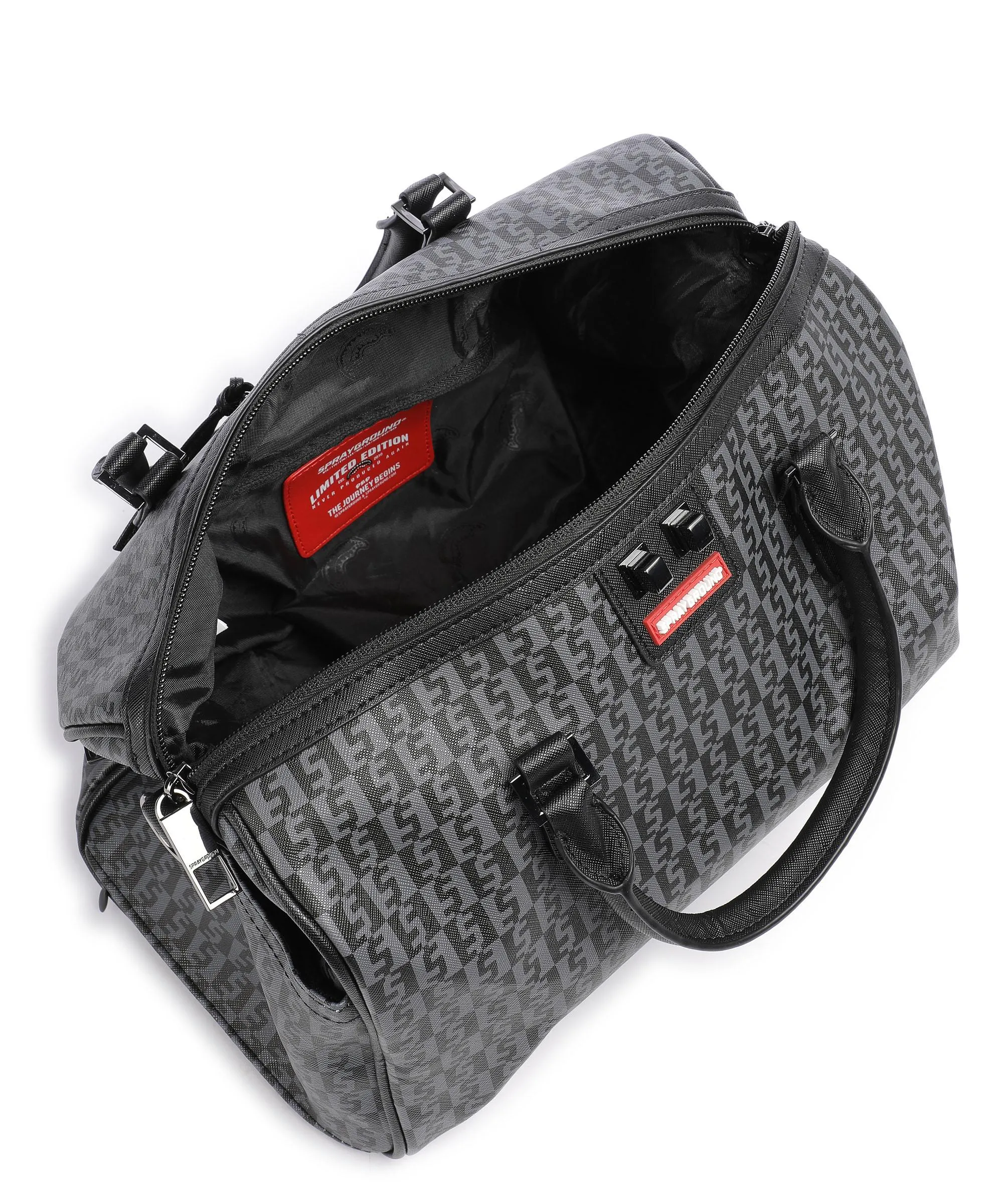  Sprayground Money Check Grey Borsa a mano plastica nero/grigio  