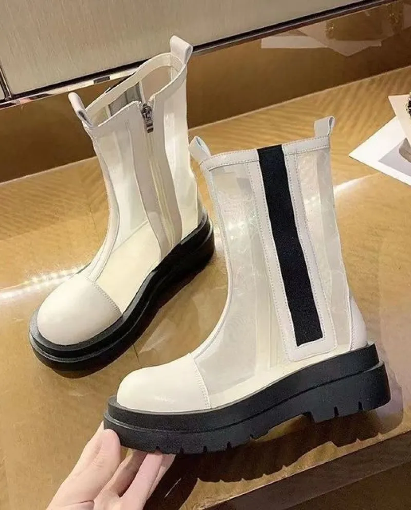 Stile Moda Slim Scarpe Outdoor Platform Stivaletti Donna Casual French Elegant Boots Ladies Chic Design 2022 Summer