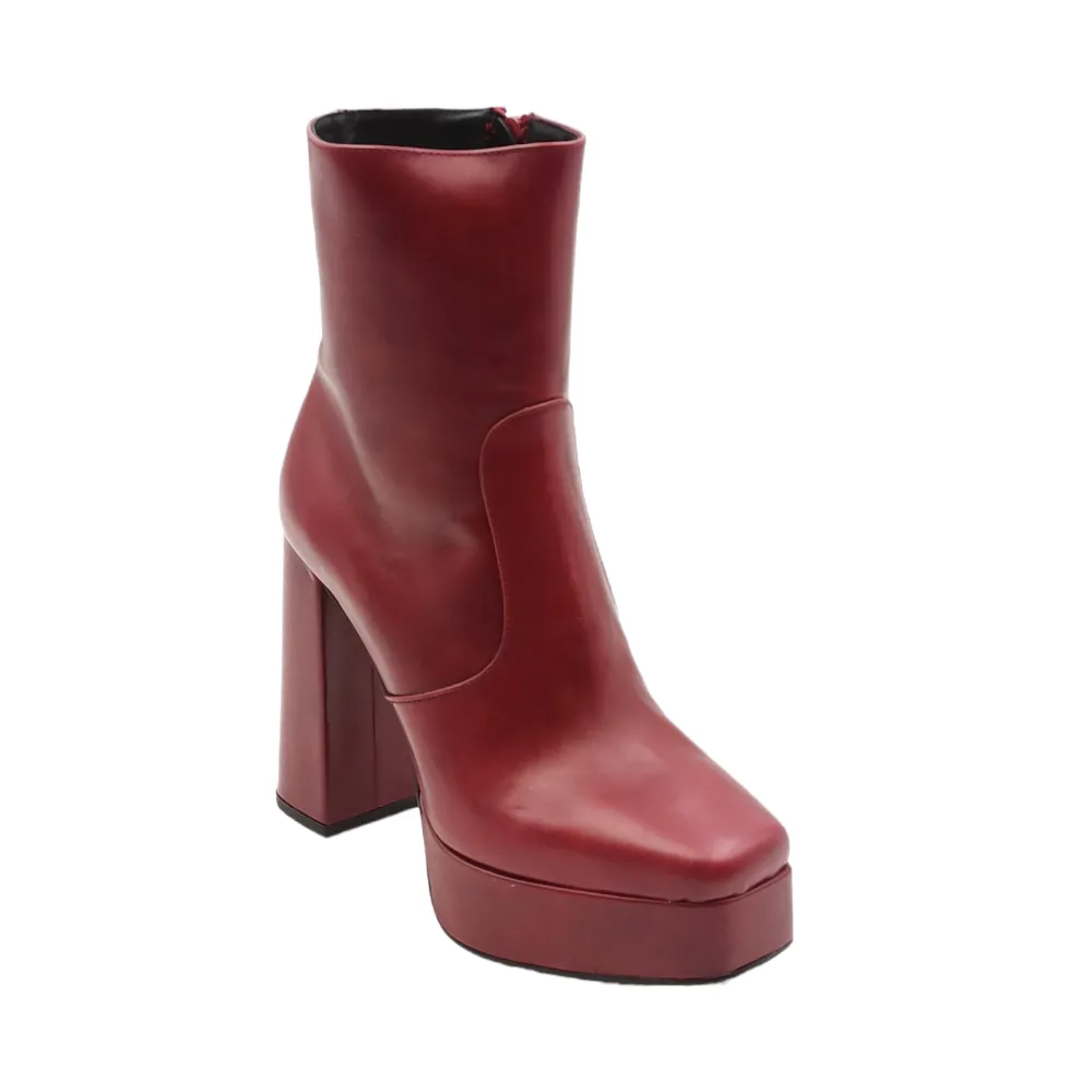 Stivaletto donna in pelle con plateau Exe 665 SPIRIT 6-1 BURGUNDY LEAT