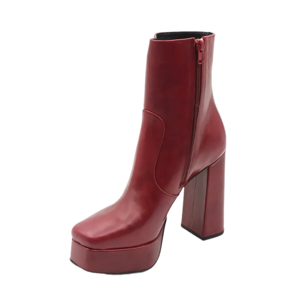 Stivaletto donna in pelle con plateau Exe 665 SPIRIT 6-1 BURGUNDY LEAT
