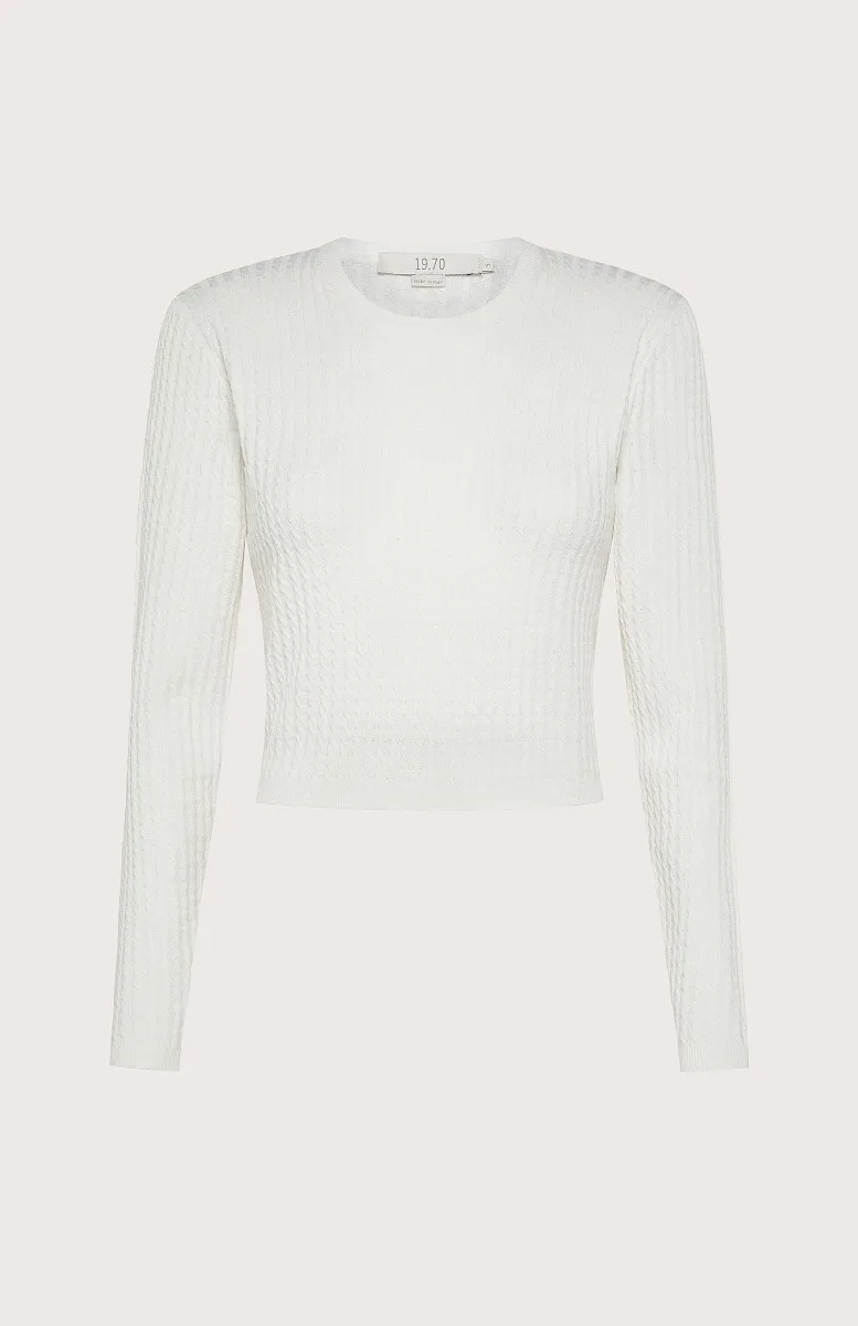 T-shirt corta con ricami macramè