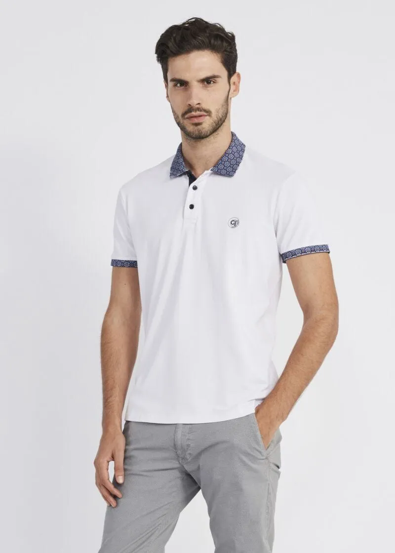 T-shirt polo con bordi stampati