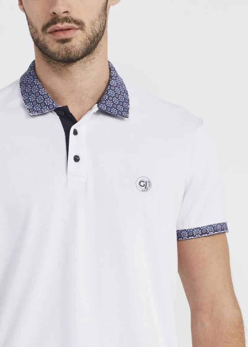 T-shirt polo con bordi stampati