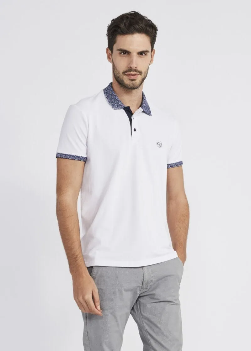 T-shirt polo con bordi stampati