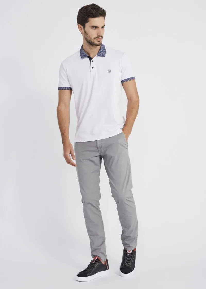 T-shirt polo con bordi stampati