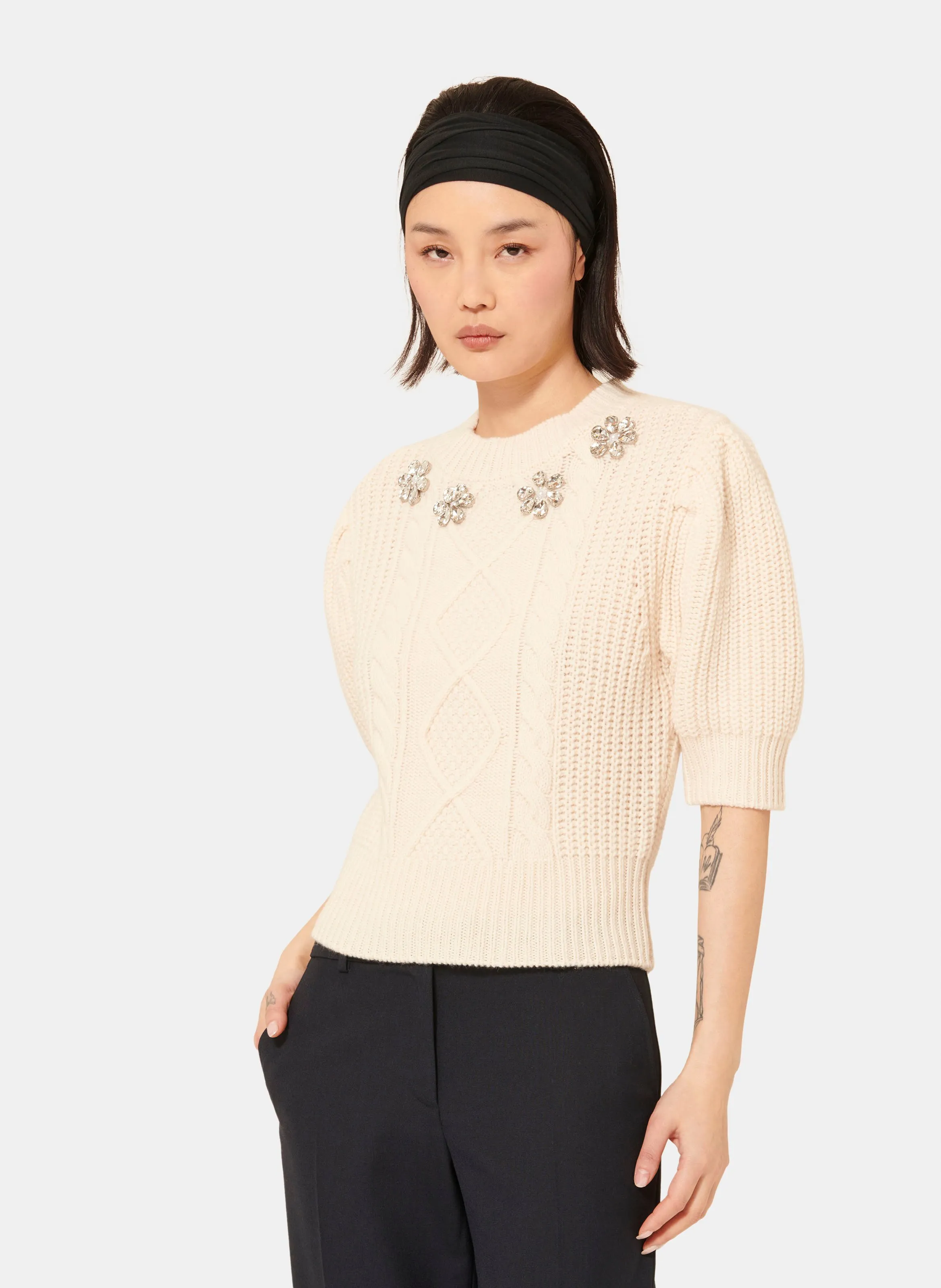  TARA JARMON   PSYCHE - Maglione a girocollo in lana | Beige