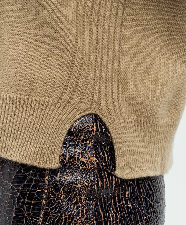 Twinset Maglia marrone in lana e cashmere con ricamo logo 242TP3800
