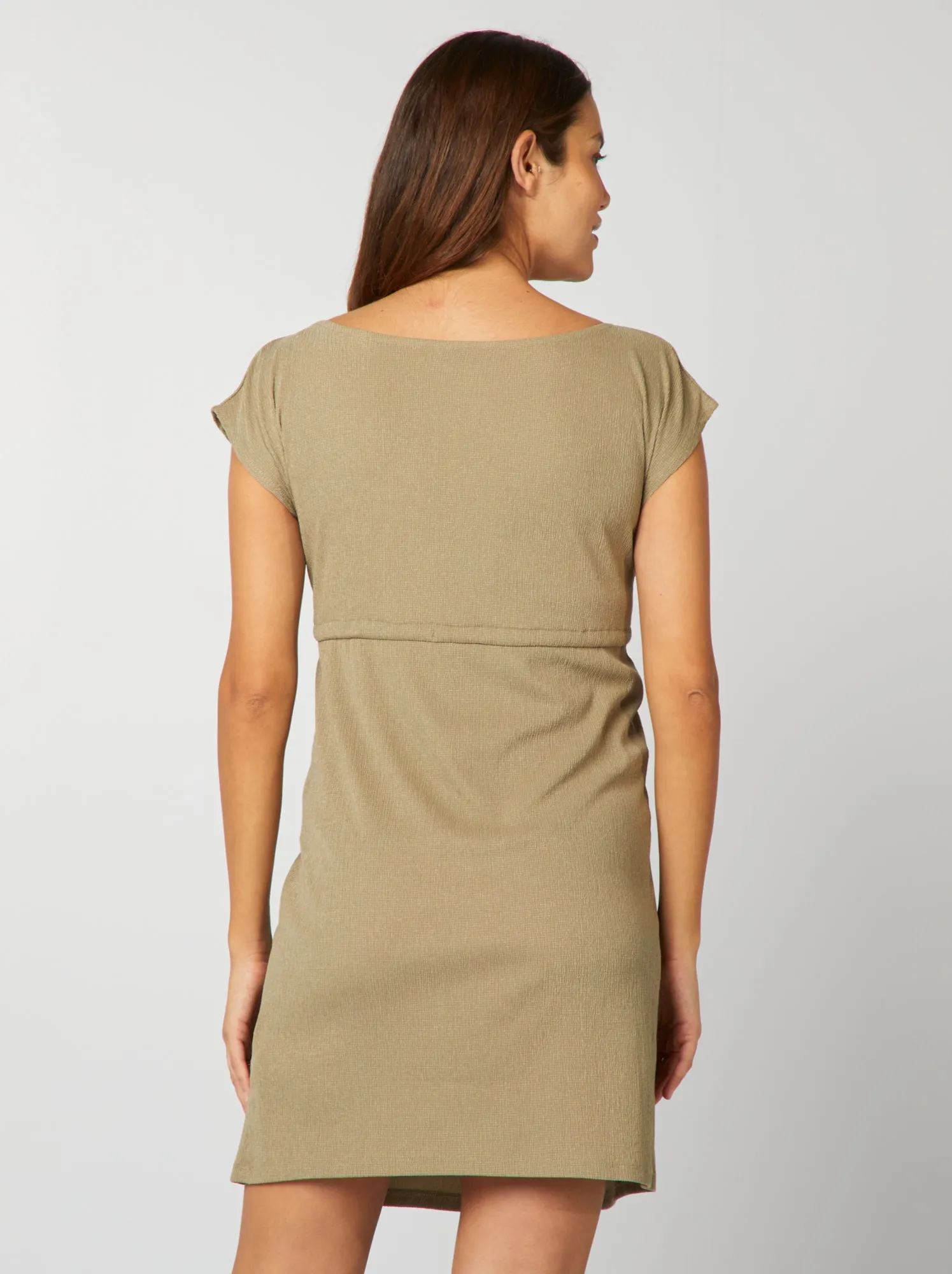 Vestito premaman scollo a V e maniche corte - KAKI