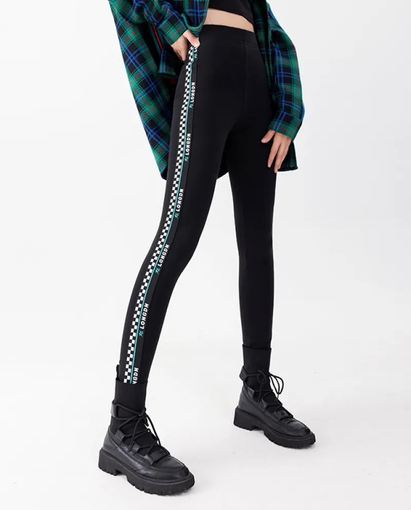 Womens New Checkerboard Hip Lift Yoga Pantaloni Leggings stretti Usura esterna