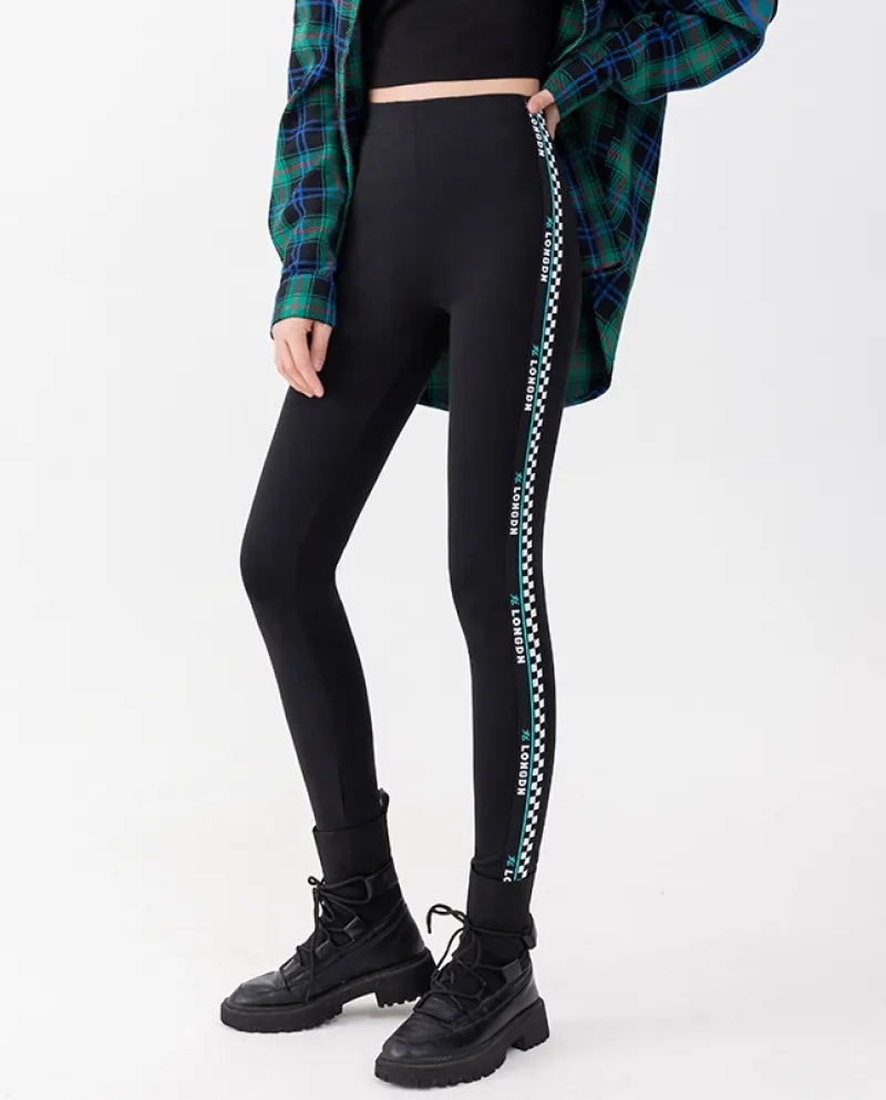 Womens New Checkerboard Hip Lift Yoga Pantaloni Leggings stretti Usura esterna