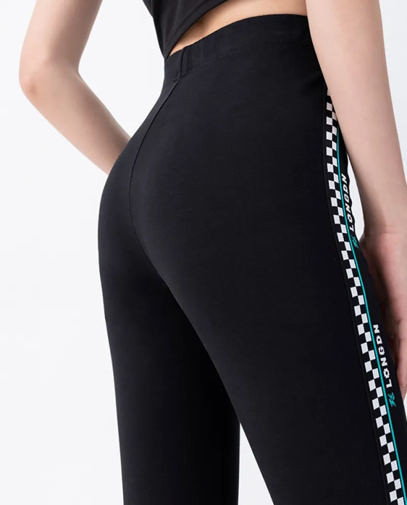 Womens New Checkerboard Hip Lift Yoga Pantaloni Leggings stretti Usura esterna