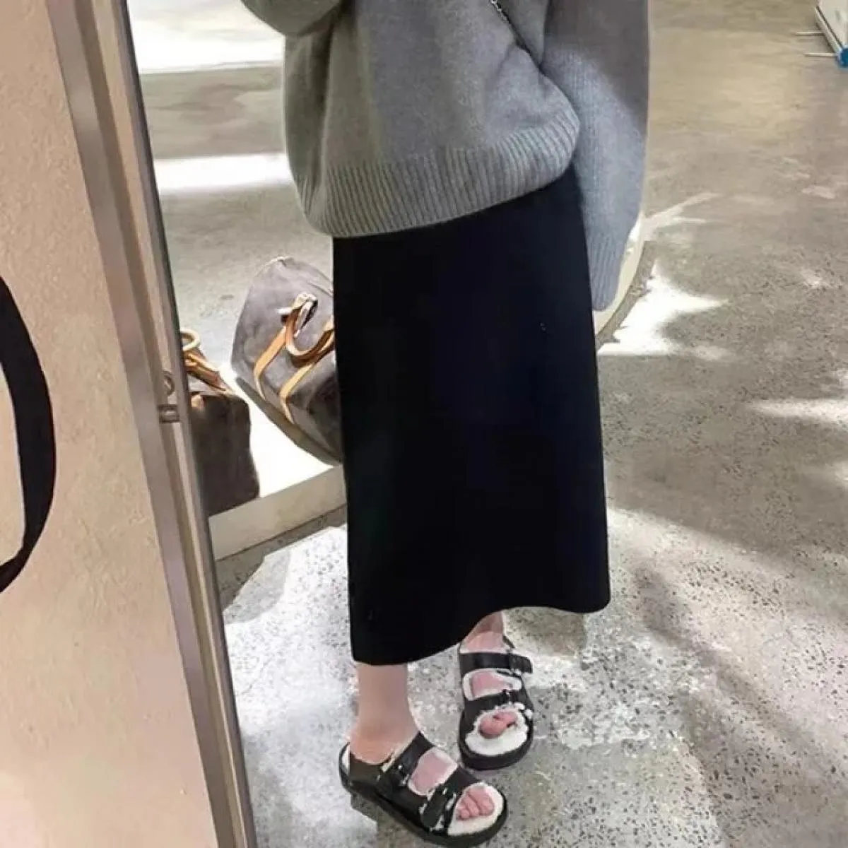 Xpqbb Gonne lavorate a maglia stile delicato per le donne Autunno Inverno Tutte le partite Gonna lunga a vita alta Gonne longuet