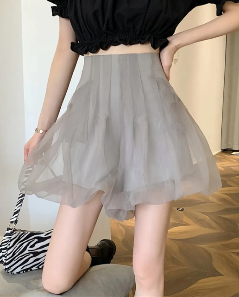 Zoki Summer Girls Tulle Gonna a vita alta Voile nero Voile Minigonna da donna A Line Ball Gown Solid elegante Faldasskirt